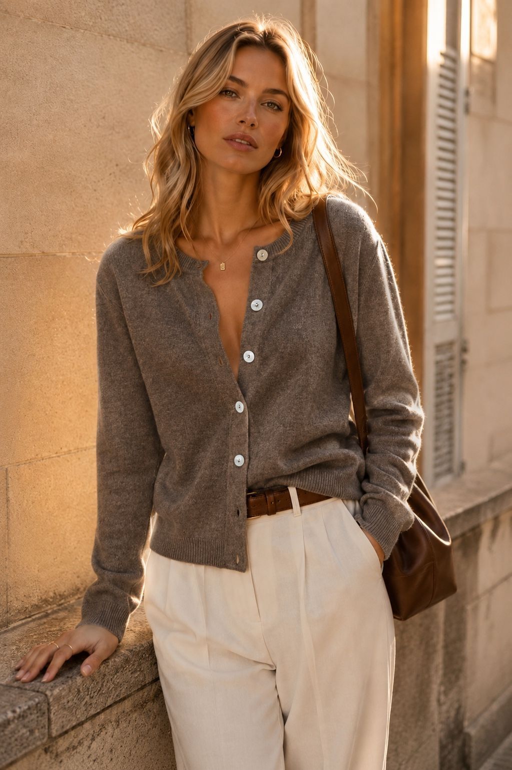 Gilet Cardigan Col Rond en 100% Laine - Fabriqué en Italie