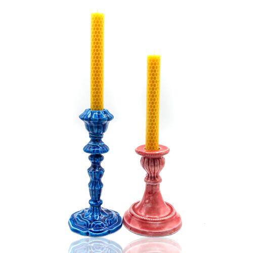 2 handmade pure beeswax Honeycomb Taper candles