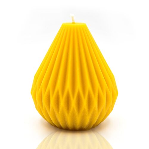 Solid Beeswax Origami pear shaped candle - Single