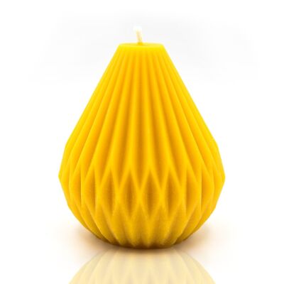 Solid Beeswax Origami pear shaped candle - Single