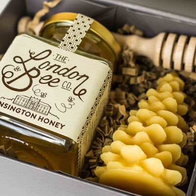 Petite bougie en cire d'abeille et coffret cadeau Kensington Honey