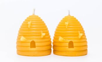 2 petites bougies Skep en cire d'abeille solide (5 cm x 5 cm)