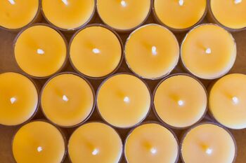 15 bougies chauffe-plat - Bougies chauffe-plat en cire d'abeille - Avec tasses en polycarbonate 2