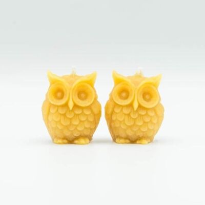 2 small Solid Beeswax Owl Candles (4 cm x 3 cm)