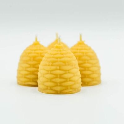 4 petites bougies Skep en cire d'abeille solide (4 cm x 4 cm)