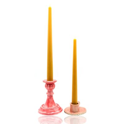 2 candele coniche fatte a mano in pura cera d'api (¾ "x 10"")
