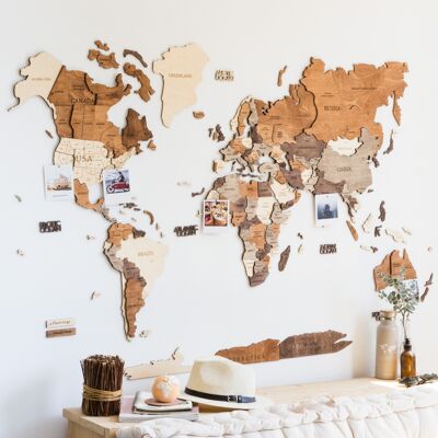 Carte du monde en bois - Woody Map 3D