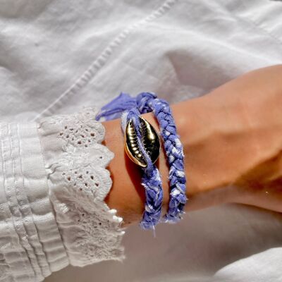 Bandana & Gold Shell Bracelet - Lilac