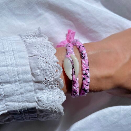 Bracelet Bandana & Coquillage - Rose