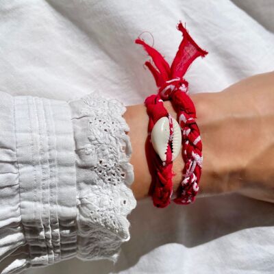 Bracciale Bandana e Conchiglia - Rosso