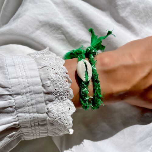 Bracelet Bandana & Coquillage - Vert
