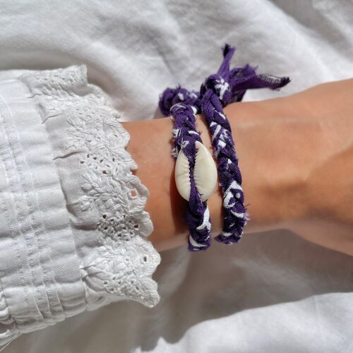Bracelet Bandana & Coquillage - Violet