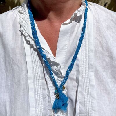 Bright Blue Bandana Necklace