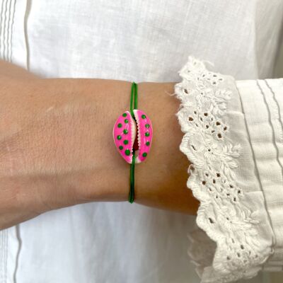 Bracelet Coquillage à Pois - Rose & Pois Vert