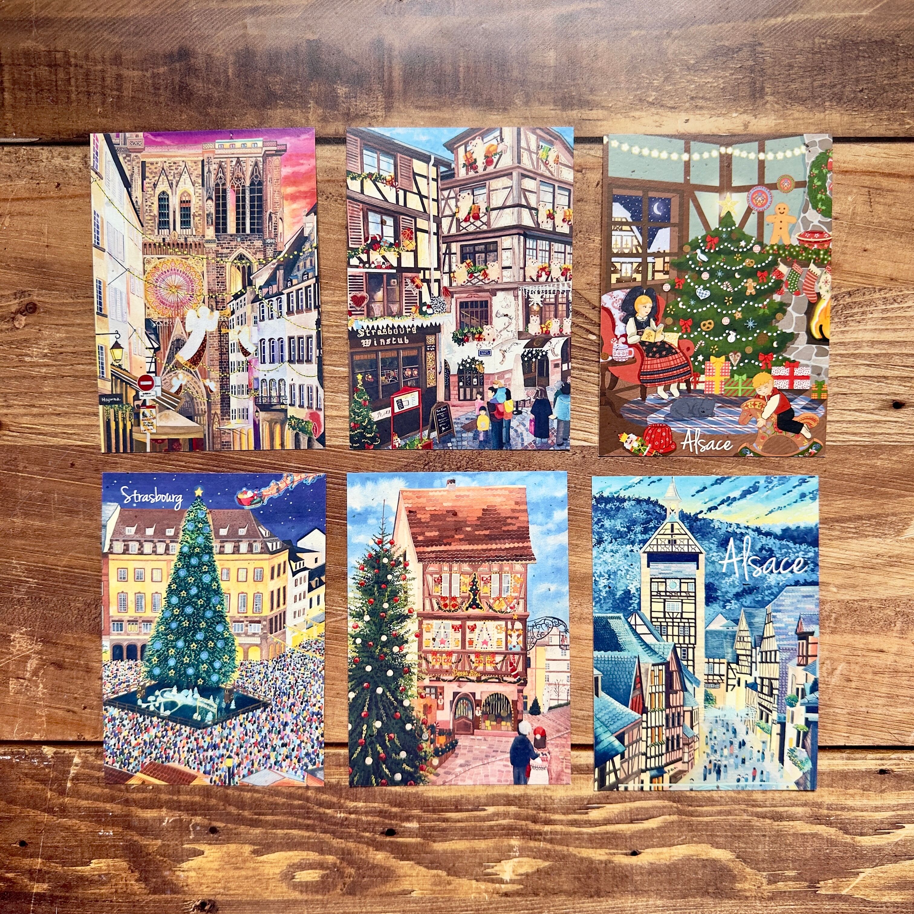 Alsace Christmas card, illustration by Solveig Sauvage (6 designs to choose from)