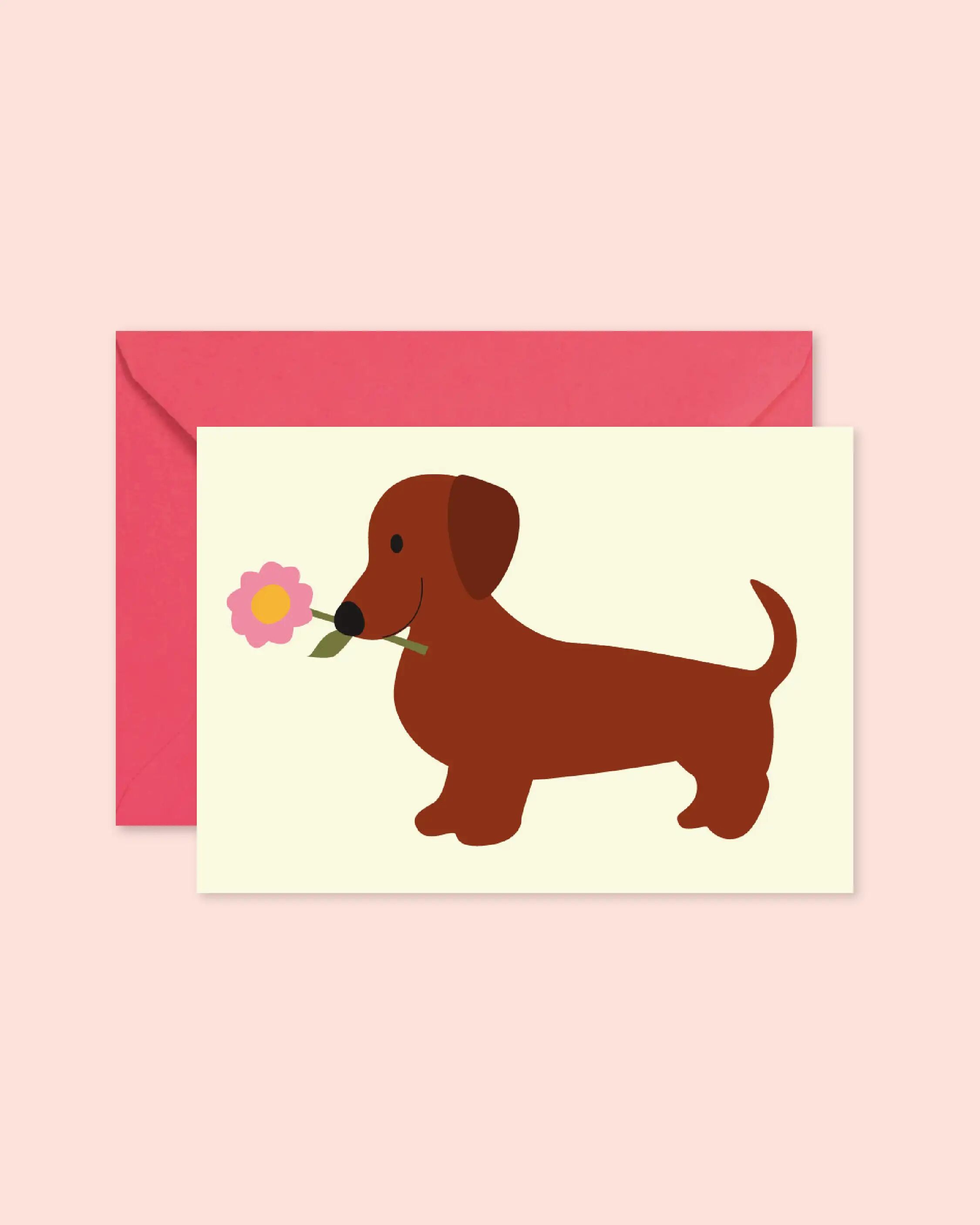Carte lifestyle - Chien fleur (avec enveloppe)