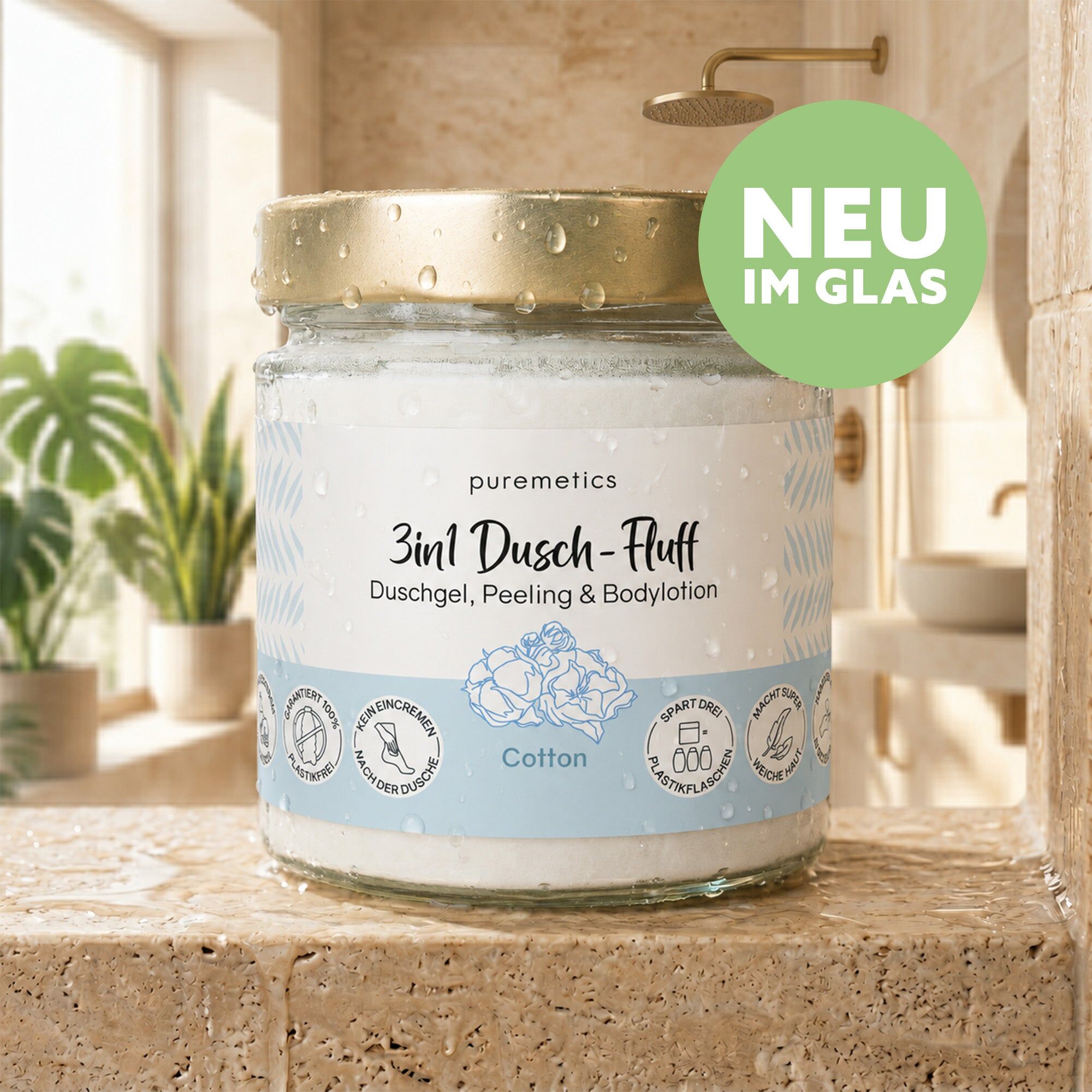 3in1 Dusch-Fluff 'Cotton' - Glas