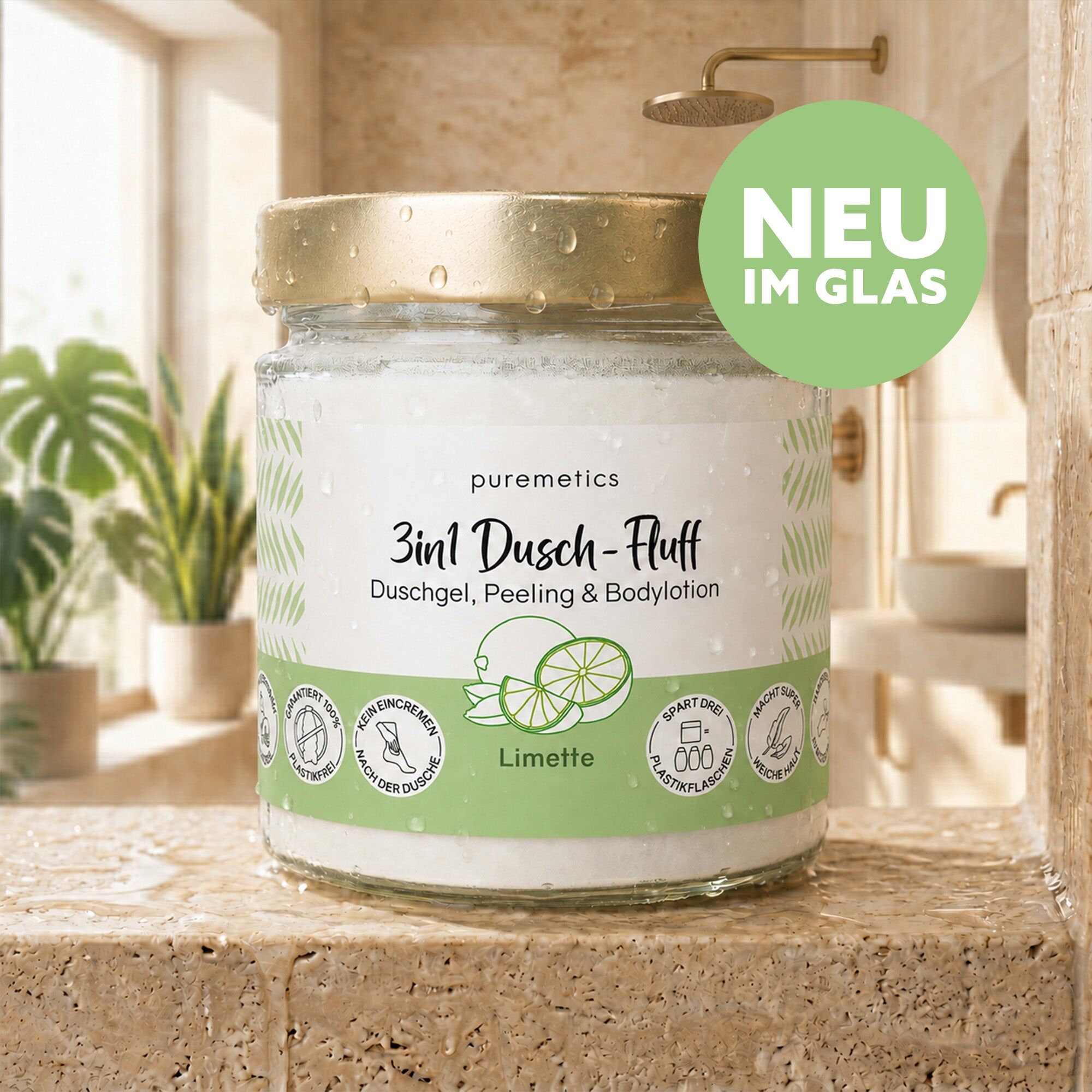 3in1 Dusch-Fluff 'Limette' - Glas
