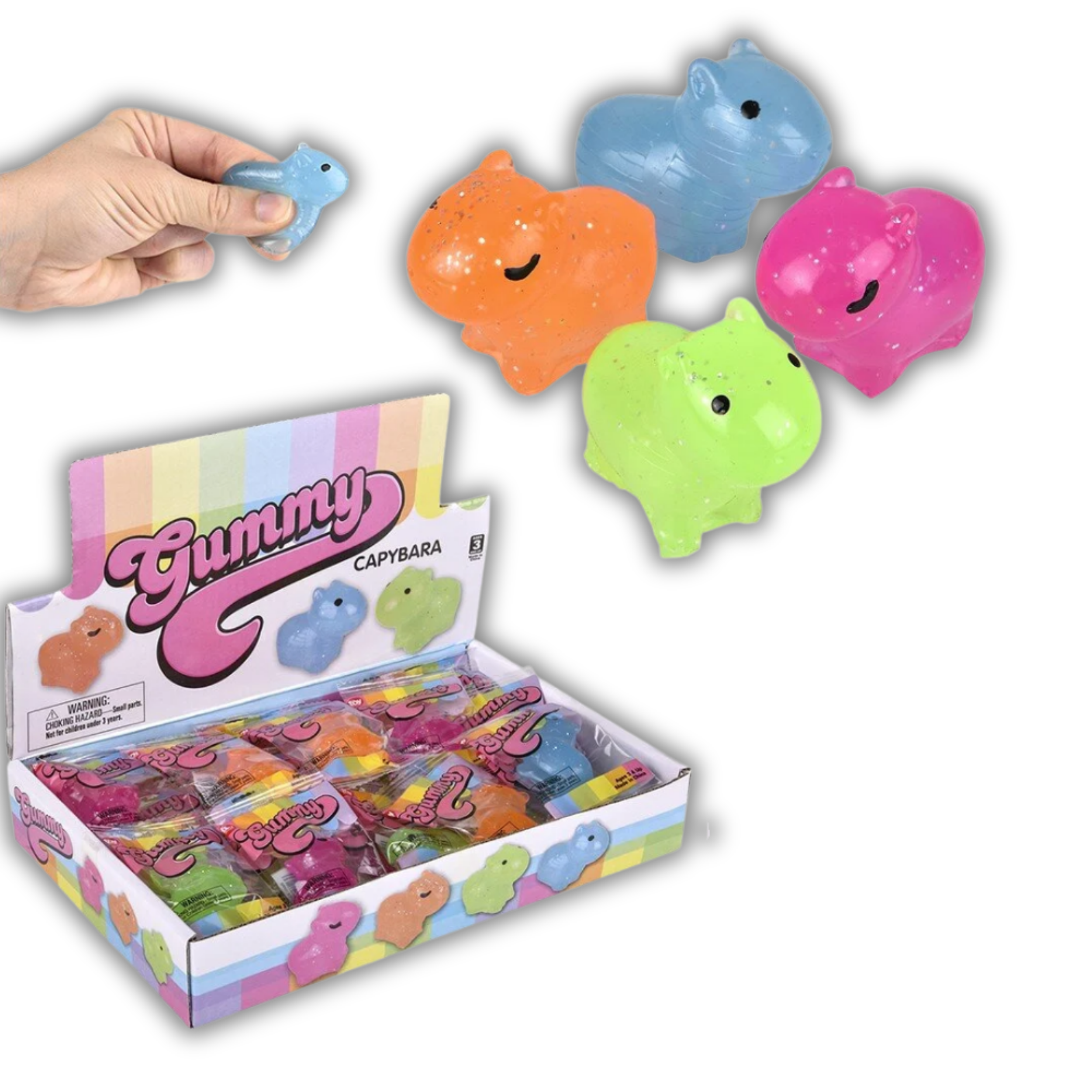 Gummy Capybara Glitter Squishy Fidget Kids Toy- Assorted