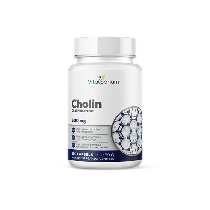 VitaSanum® Cholin (als Cholinbitartrat) – 1000 mg Tagesportion – 120 Kapseln