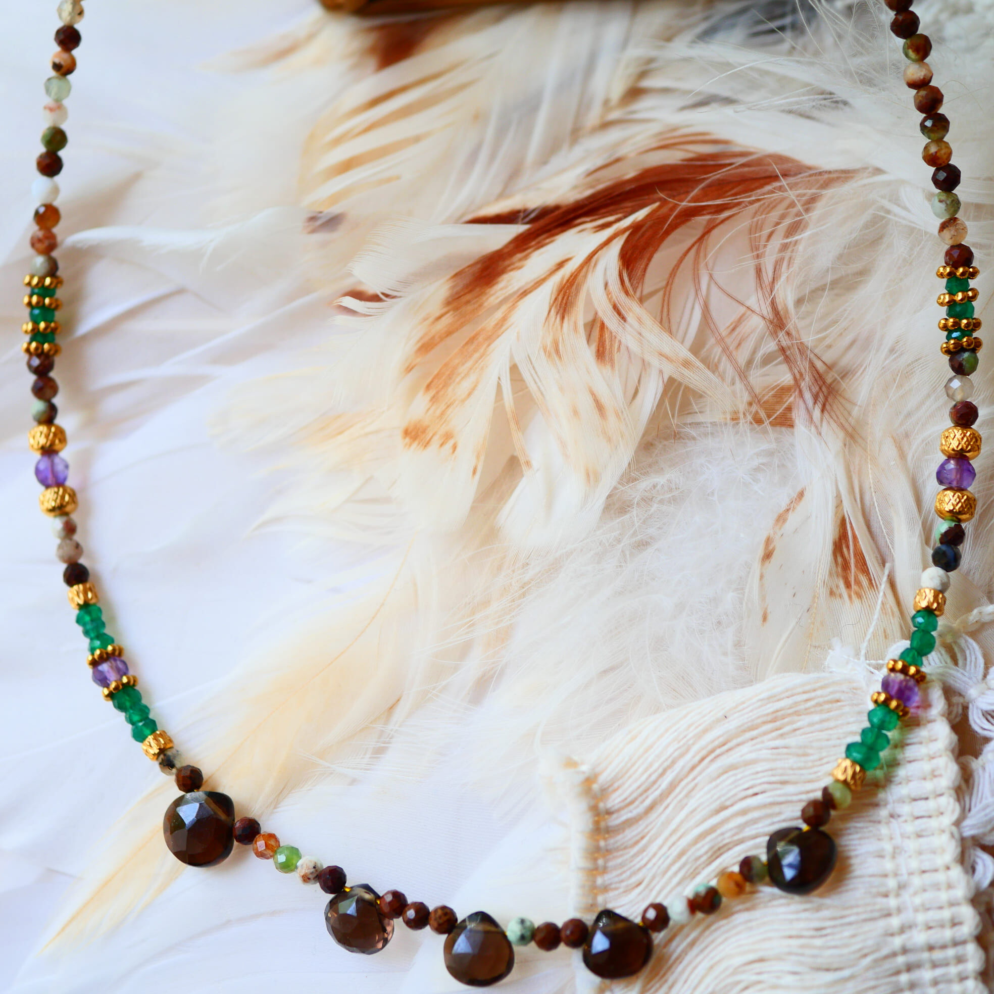 Collier VRIKSHA - Chrysoprase, Onyx Vert et Améthyste