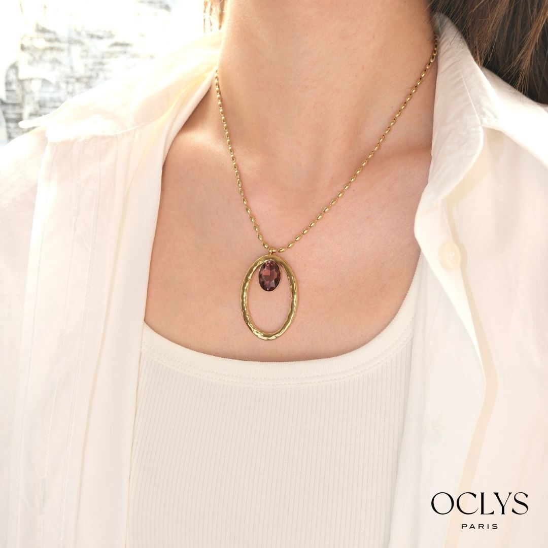 Muria Gold Stainless Steel Rhinestone Necklace