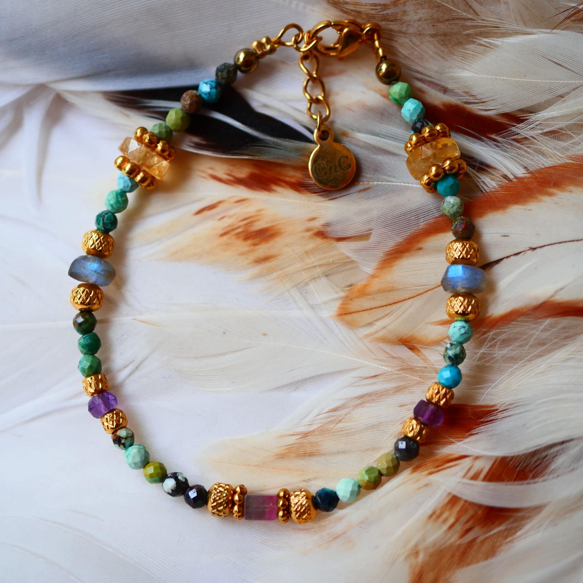 Bracelet YUKTI - Turquoise, Citrine et Labradorite