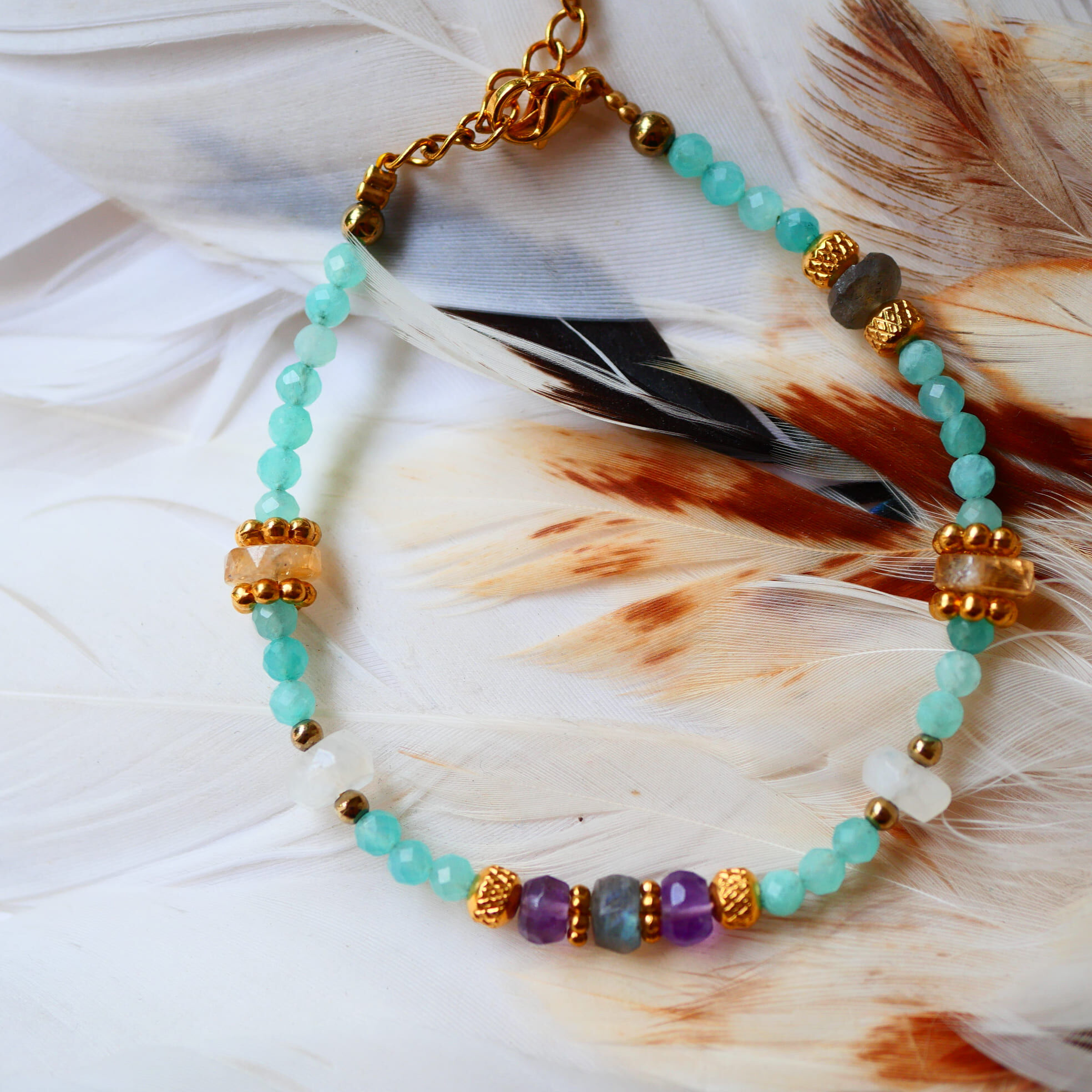 Bracelet LAKSHYA - Amazonite, Citrine et Labradorite