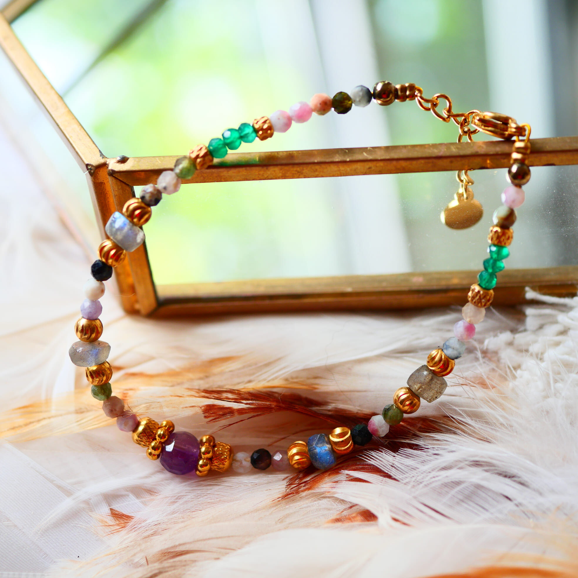 Bracelet STHIRA - Tourmaline, Onyx Vert et Labradorite