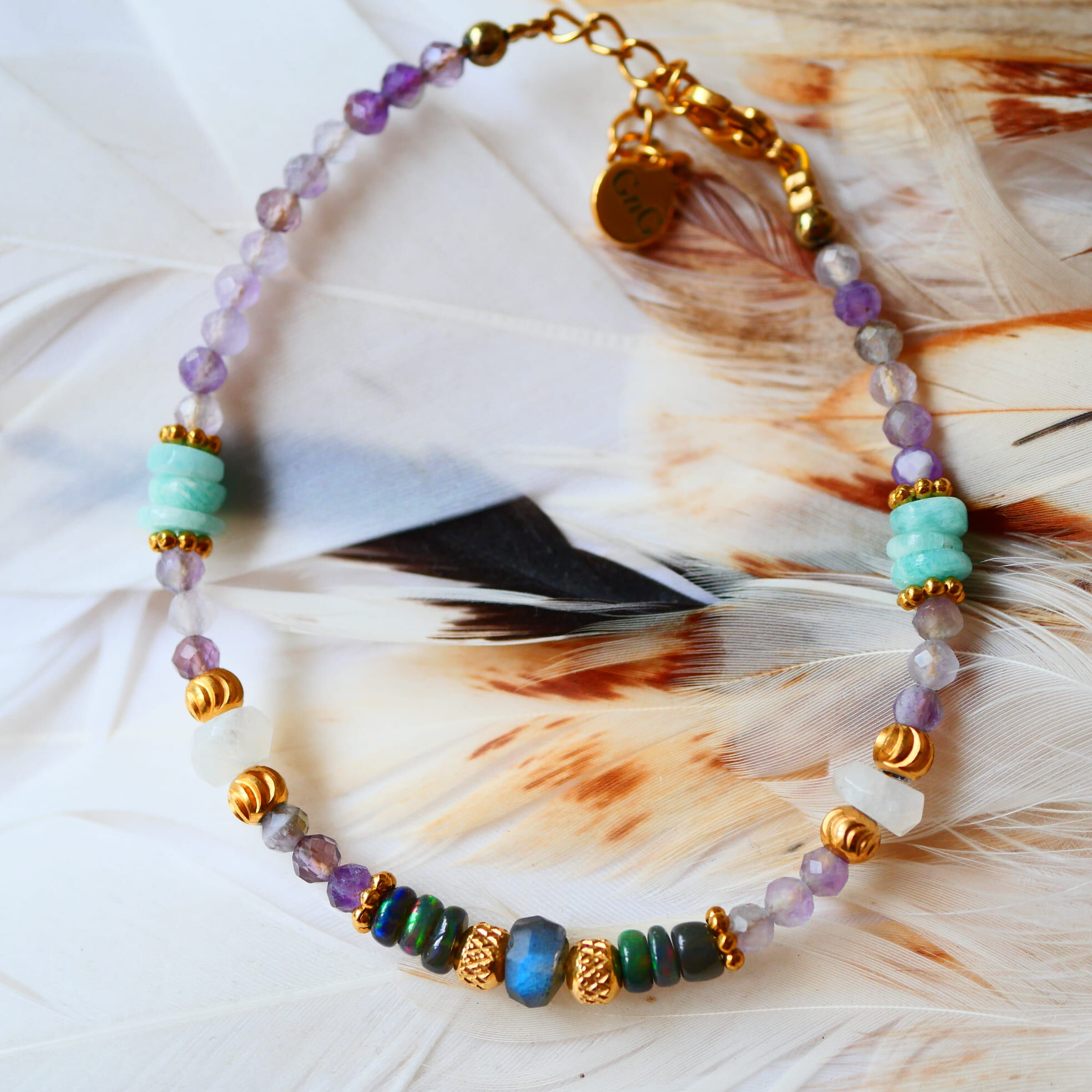 Bracelet SUKHA - Améthyste, Amazonite et Pierre de Lune