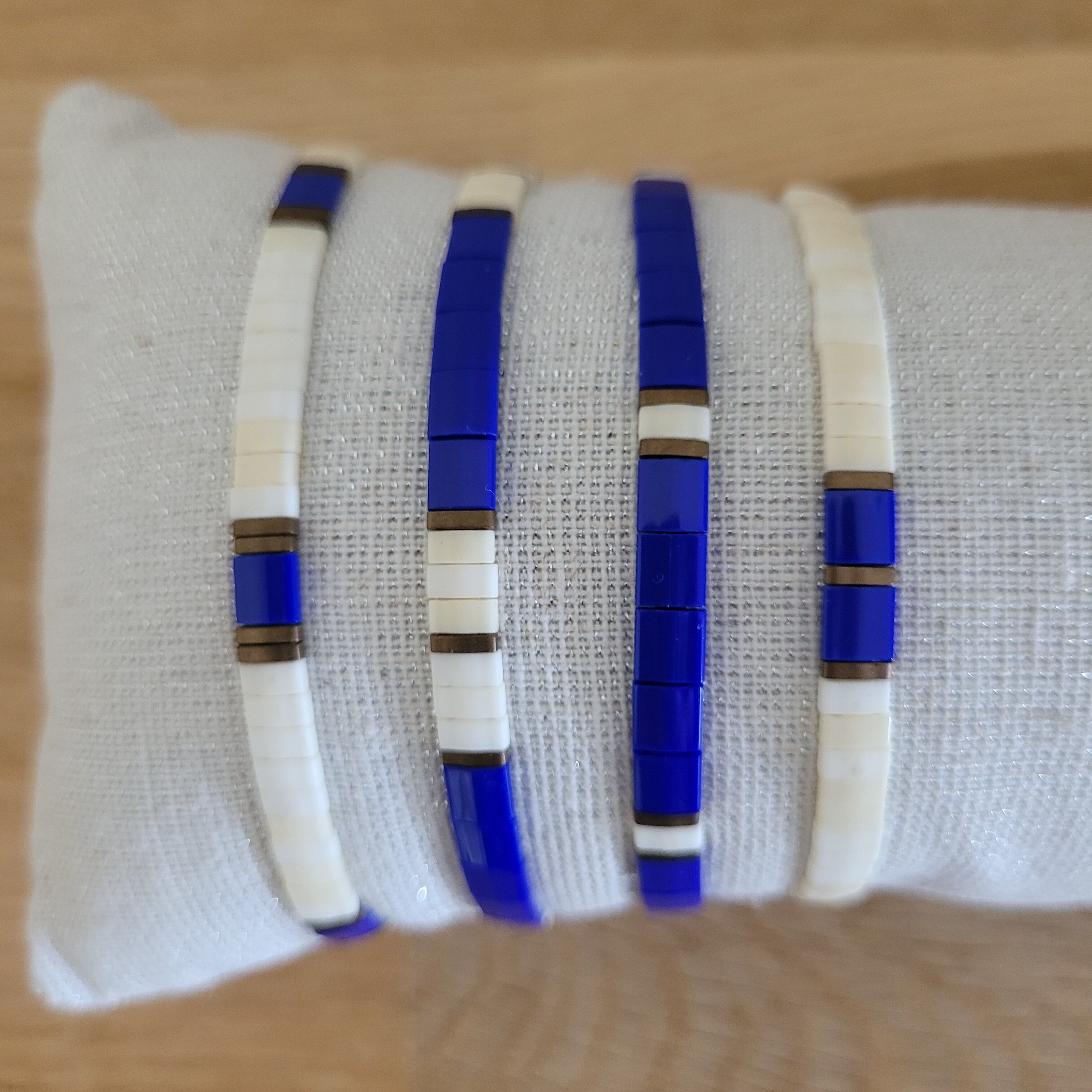 TILA homme ou grande taille - 4 bracelets - Bleu et beige
