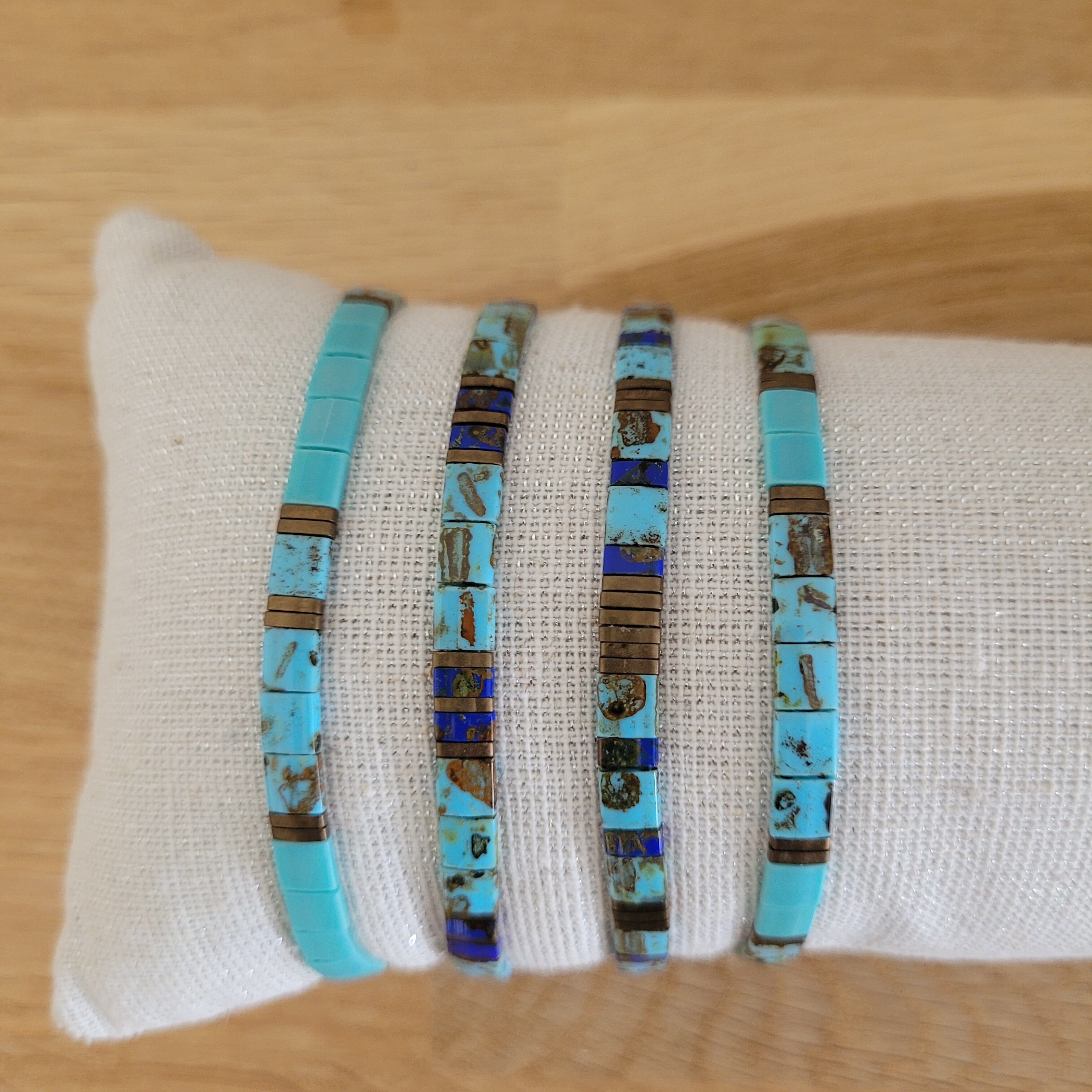 TILA Homme ou grande taille - 4 bracelets - Turquoise picasso