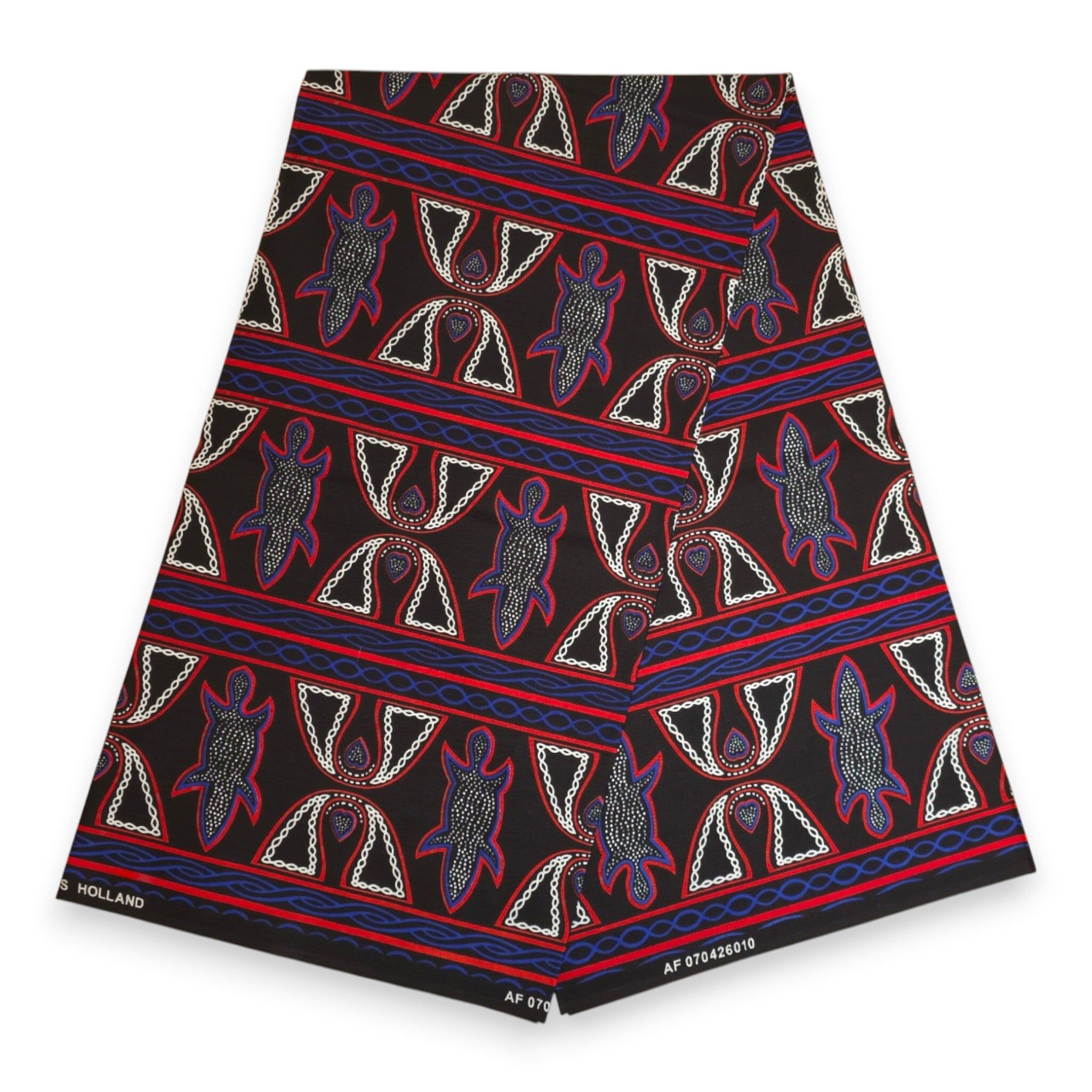 6 Yards - African Wax print fabric - Blue Red Toghu Bamenda Cameroon - 100% cotton