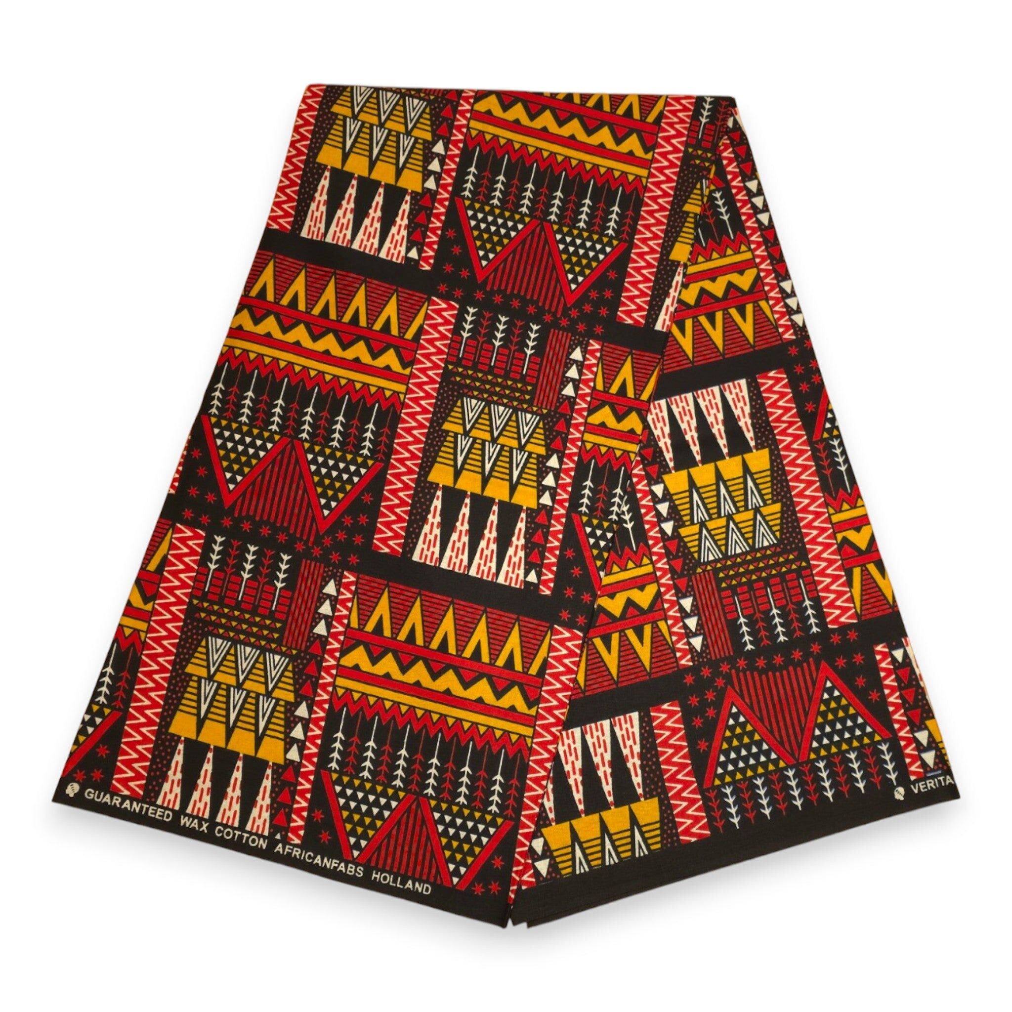 6 Yards - African Wax print fabric - Red Yellow Heritage - 100% cotton