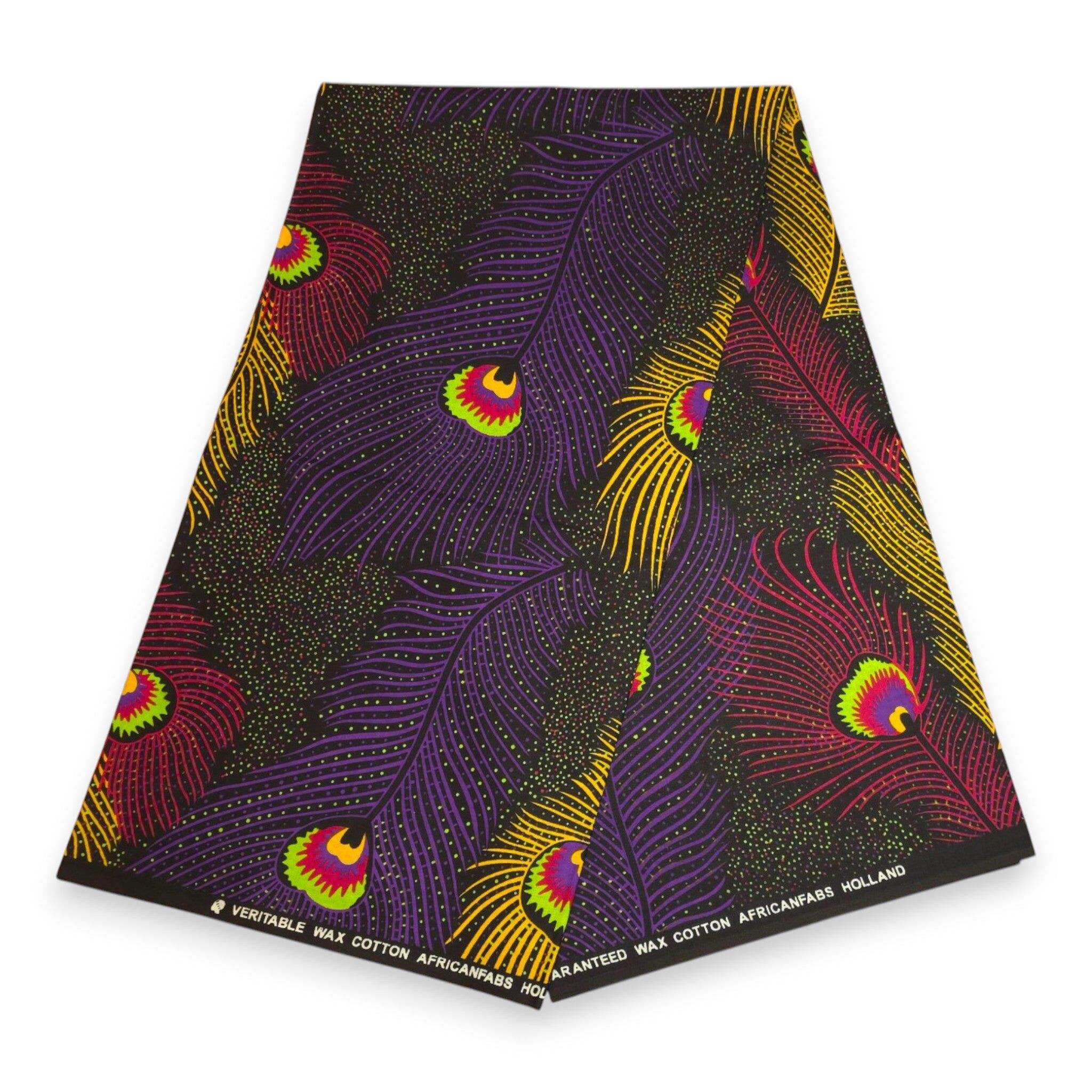 6 Yards - African Wax print fabric - Purple Yellow Royal Peacock - 100% cotton