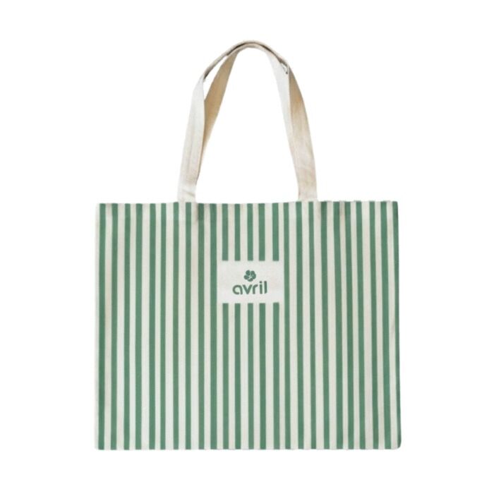Tote bag rayures vert  48x40 cm