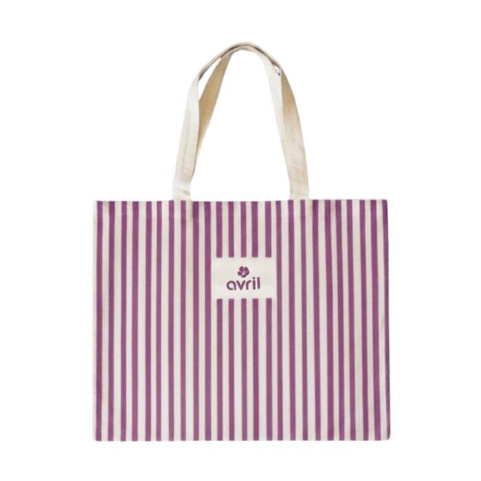 Tote bag rayures violet 48x40 cm