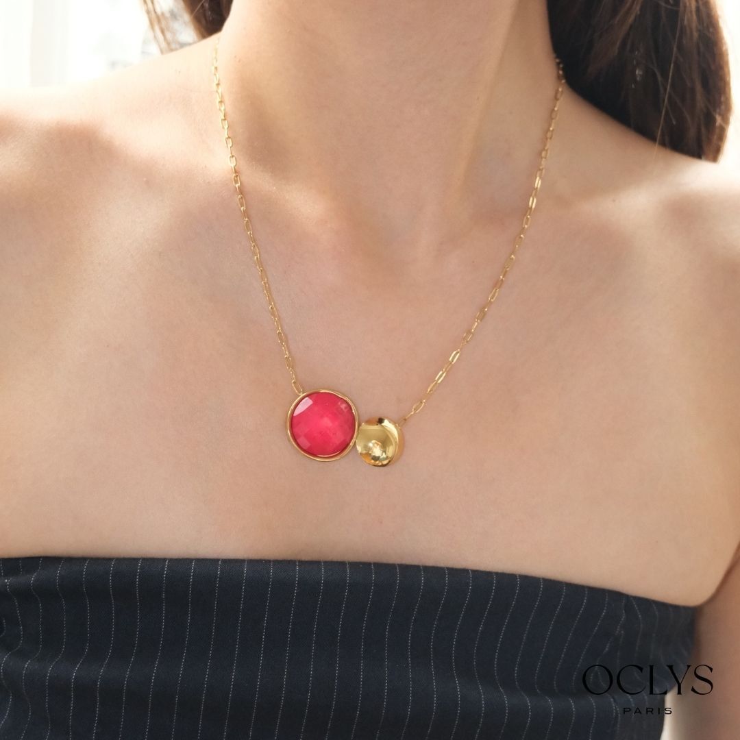 Ruoli faceted resin and gold-plated stainless steel necklace