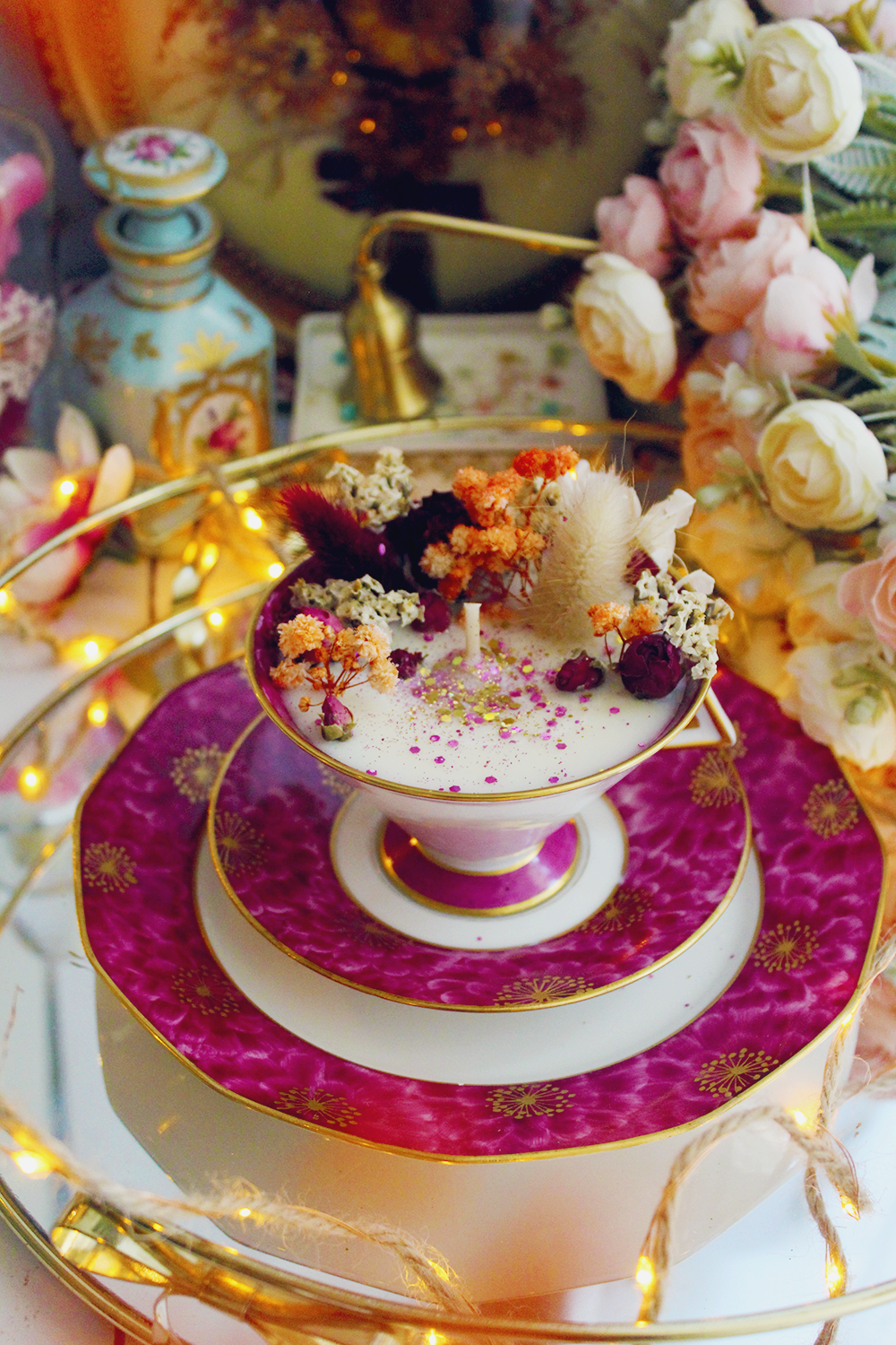 "La Belle Époque" decorative candle trio in porcelain – hibiscus scent