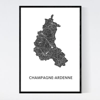 Mappa della città di Champagne - B2 - Poster con cornice