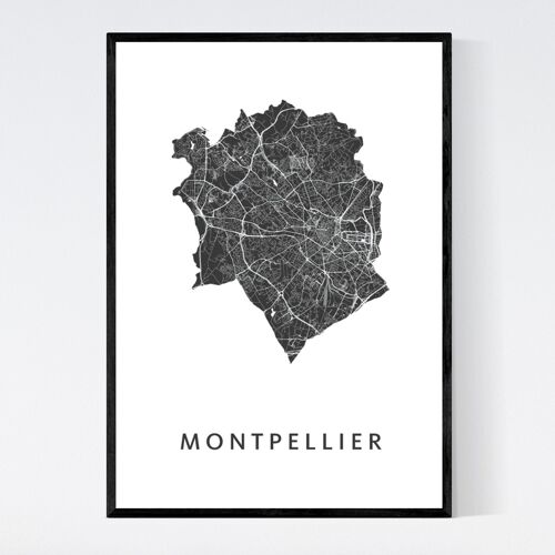 Montpellier City Map - B2  - Framed Poster