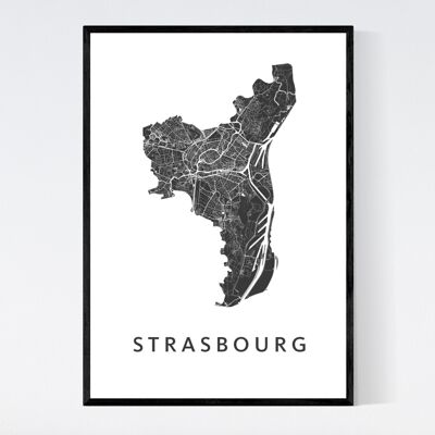 Mapa de la ciudad de Estrasburgo - B2 - Póster enmarcado