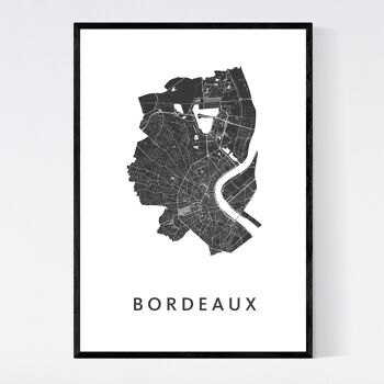 Plan de la ville de Bordeaux - A3 - Poster encadré 1