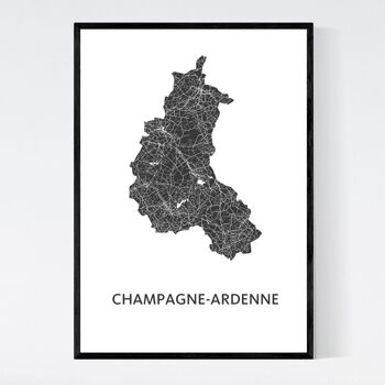 Carte de la ville de Champagne - A3 - Poster encadré 1