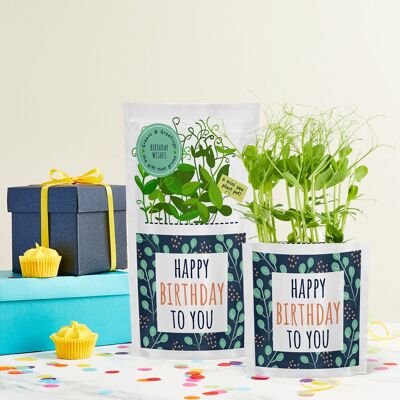 Tarjeta de felicitación cultivable ecológica Happy Birthday y regalo de semillas