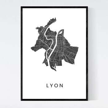 Plan de la ville de Lyon - A3 - Poster encadré 1