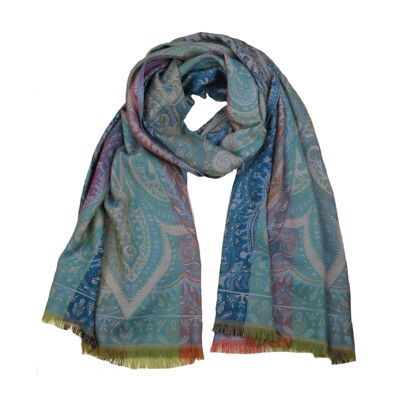 Mantón PALMYRE tejido jacquard turquesa
