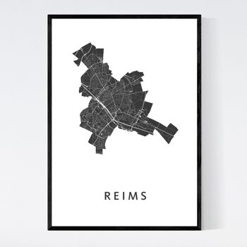 Plan de la ville de Reims - A3 - Poster encadré 1