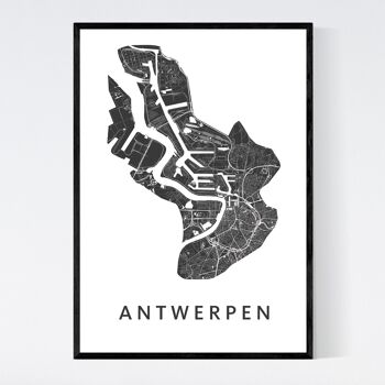 Plan de la ville d'Anvers - B2 - Poster encadré 1