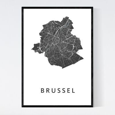 Mappa della città di Bruxelles - B2 - Poster con cornice